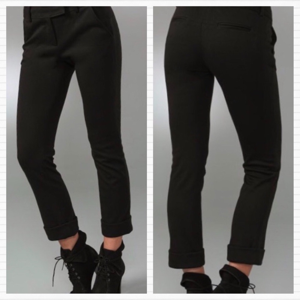 Diane Von Furstenberg Classic Black Wool and Side Ribbon Cropped Ankle Pants - Picture 5 of 12